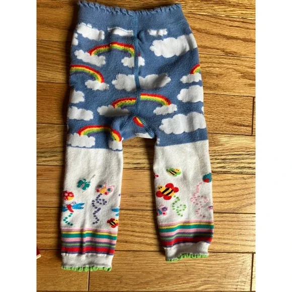 Girls stretch rainbows clouds tight leggings 6-12 mos - Picture 1 of 4